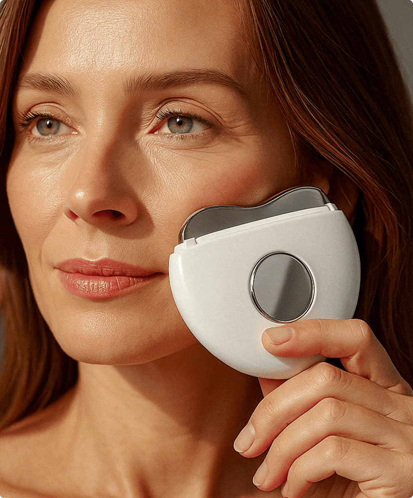 Woman using the Hot and Cold Beauty Instrument