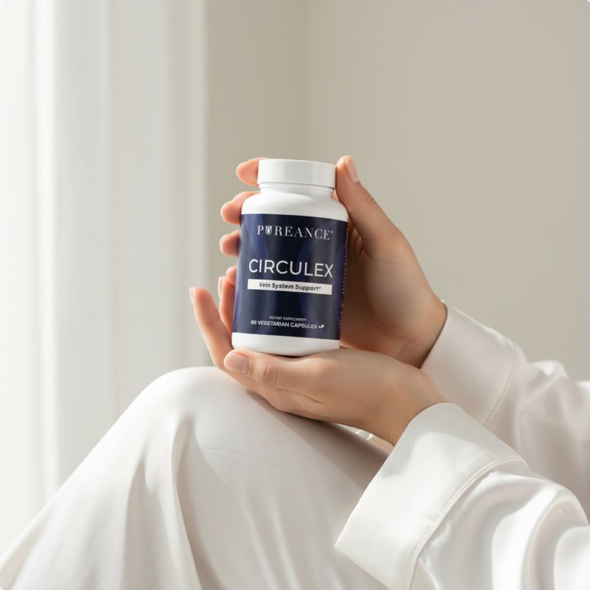 Circulex supplement bottle in hand