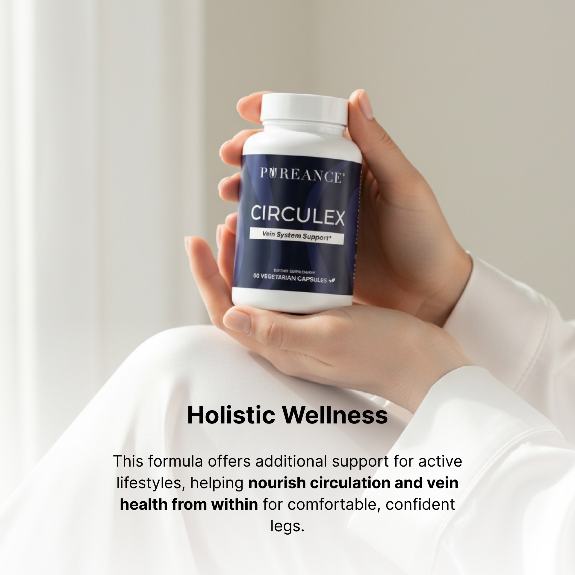 Close-up of Circulex bottle held in hands