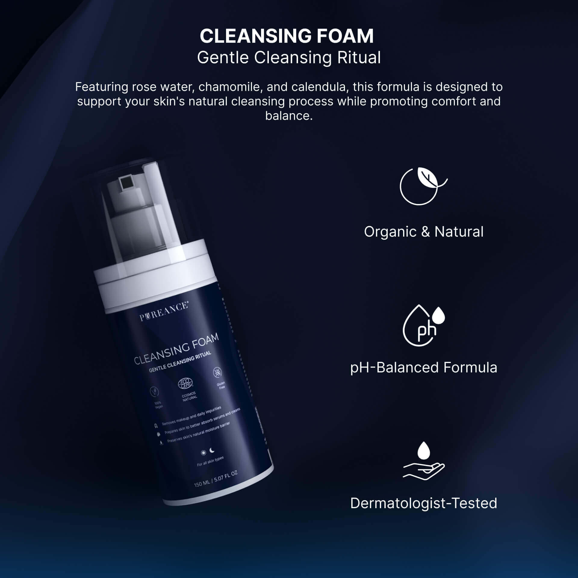 Pureance gentle Cleansing Foam with natural ingredients