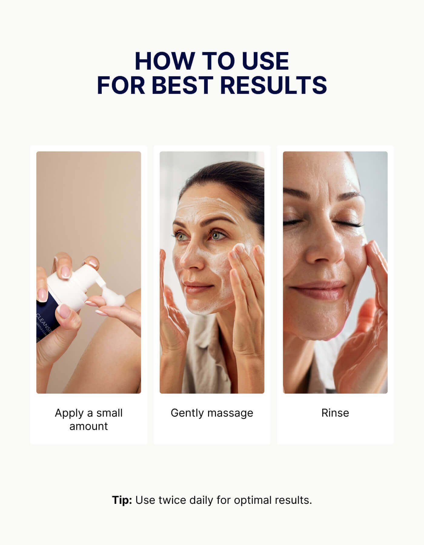 How to use: Apply, massage gently, and rinse for smooth skin