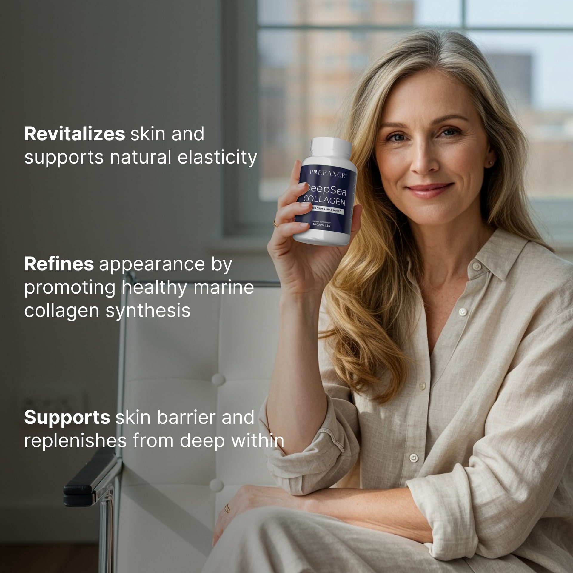 DeepSea Collagen with listed key benefits