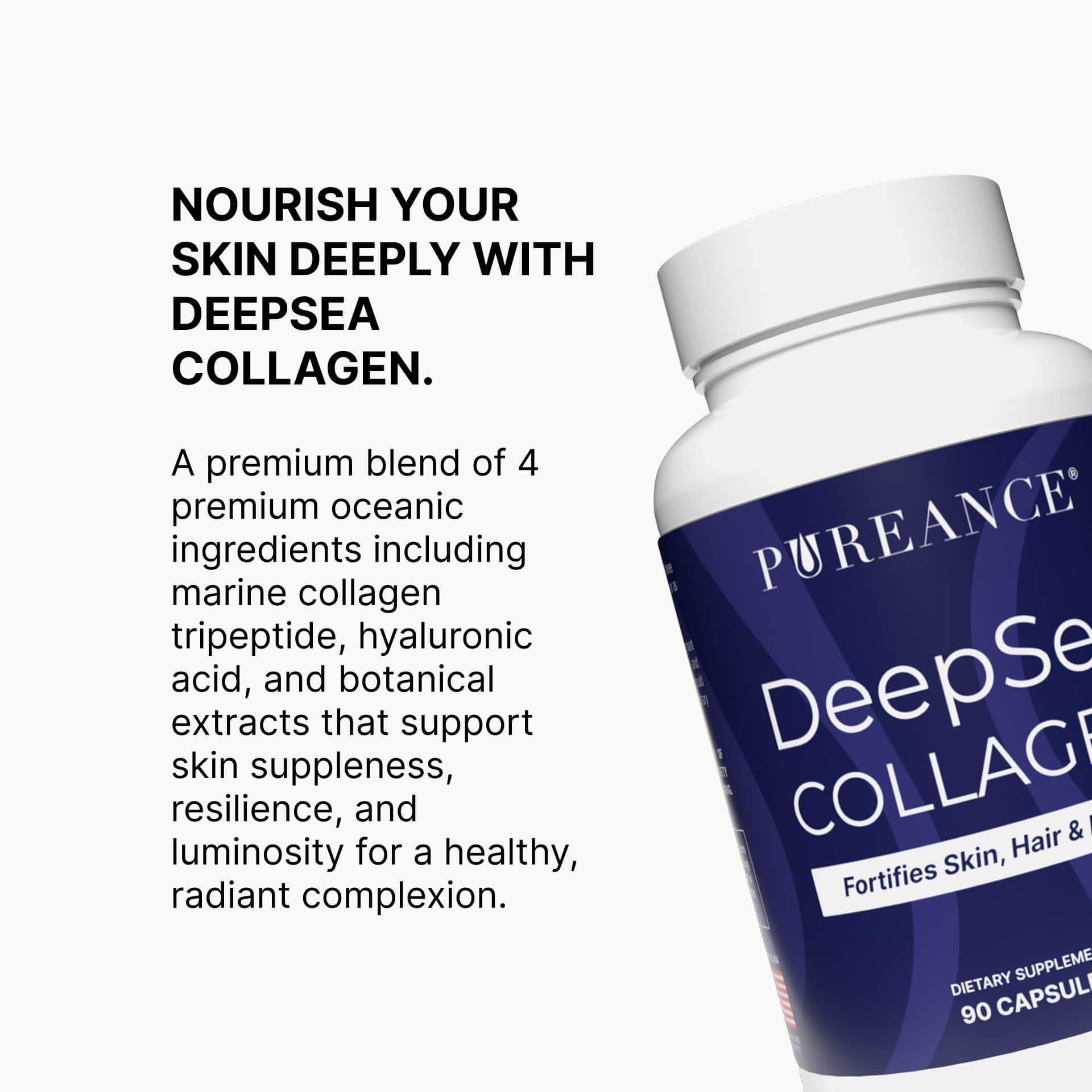 DeepSea Collagen bottle with skin benefits