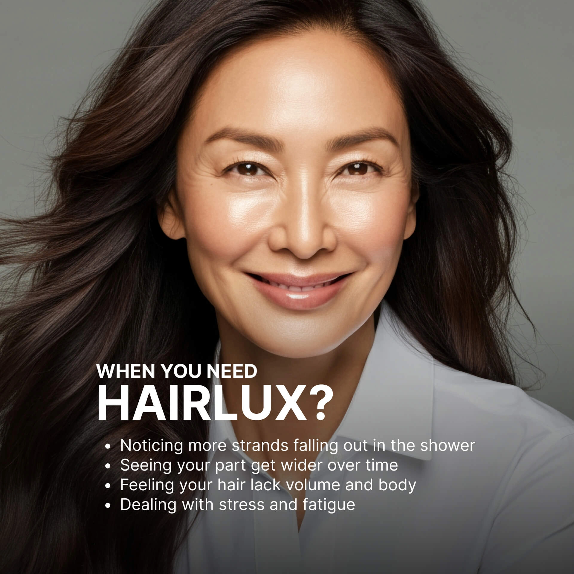 Woman with full shiny hair