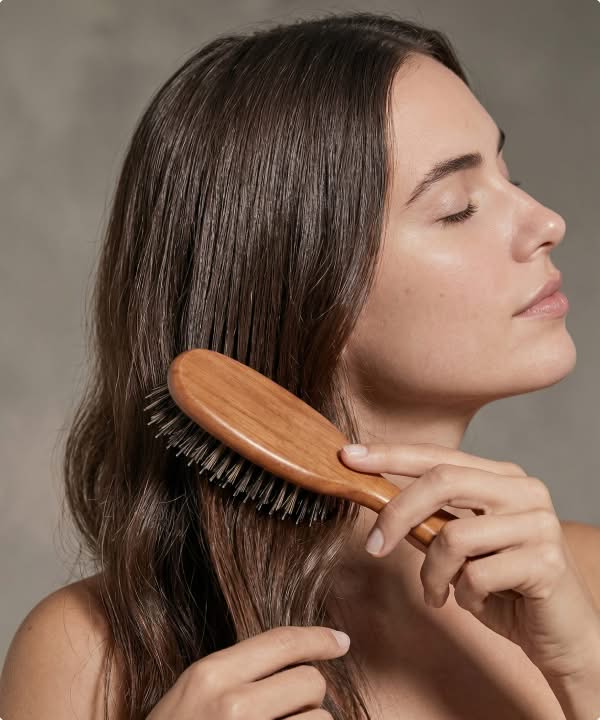 Brushing smooth hair after styling