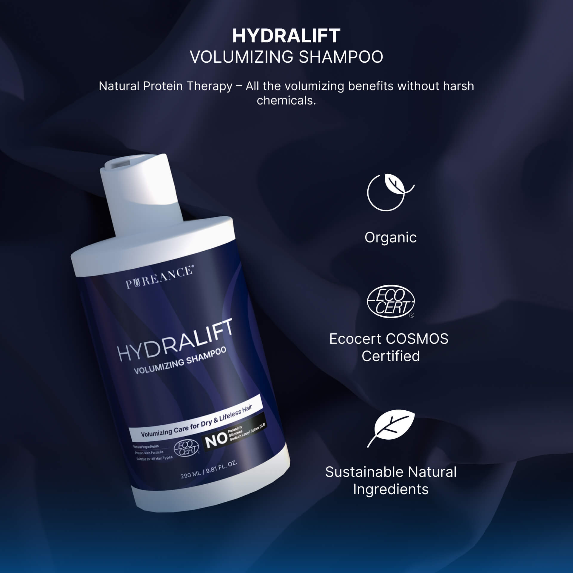 Pureance Hydralift bottle highlighting clean, eco-certified formula