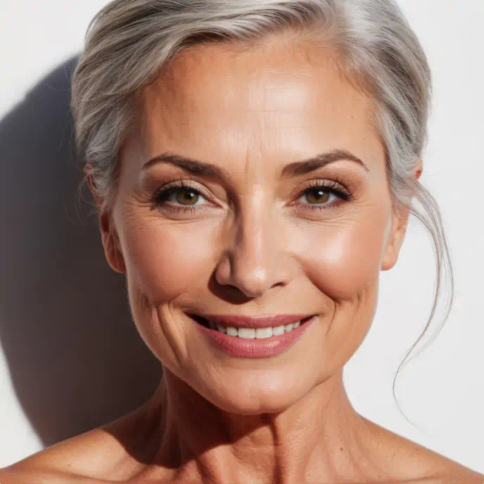 Portrait of a smiling mature woman with gray hair