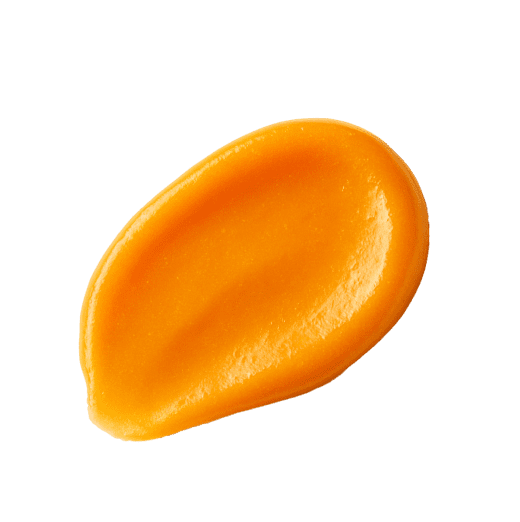 A vibrant orange gel-like texture with a smooth, glossy finish