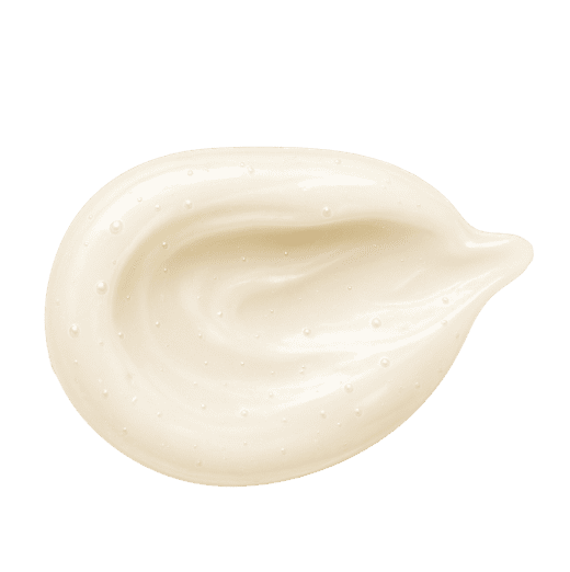 A creamy white, whipped texture with a silky, dewy finish