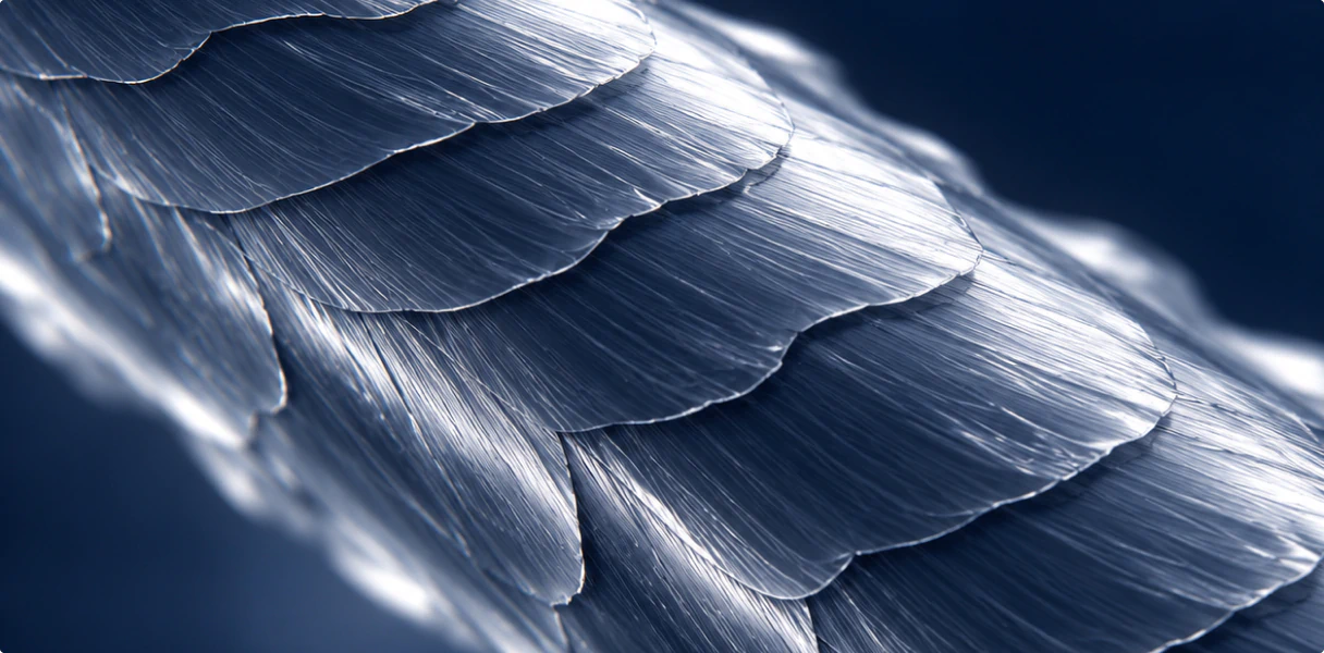 Close-up of a smooth hair strand with Keratin Shine Mist