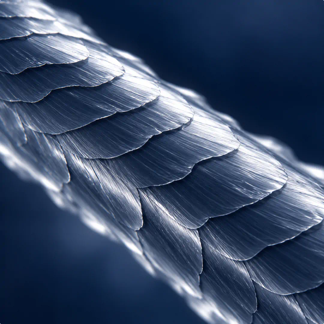 Close-up of a smooth hair strand with Keratin Shine Mist