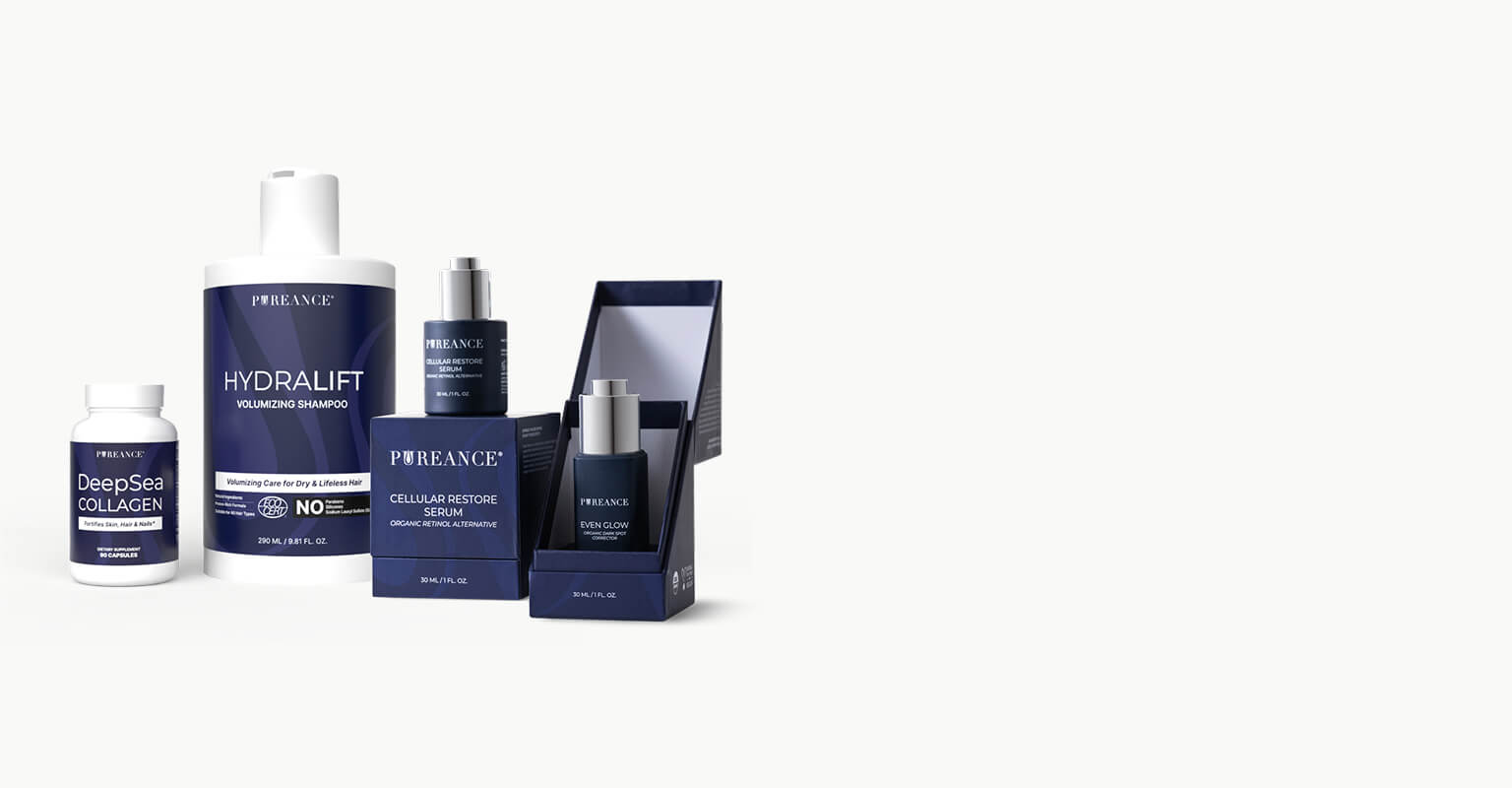 Pureance products displayed with a 10% subscribe and save offer