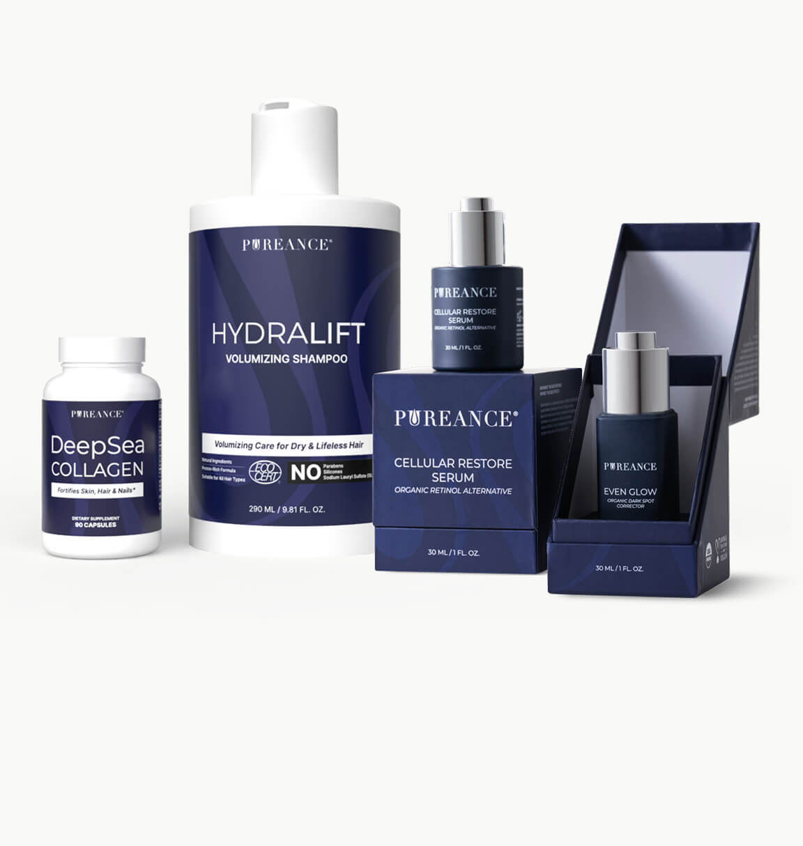 Pureance products displayed with a 10% subscribe and save offer