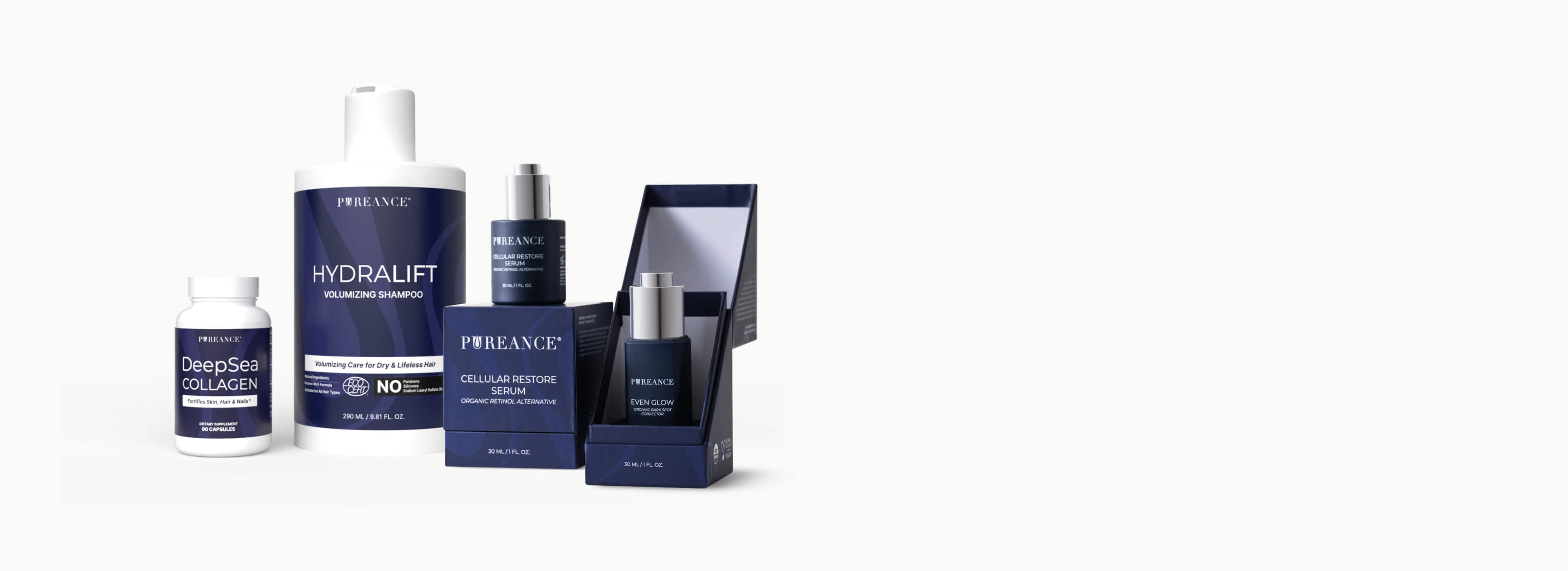 Pureance products displayed with a 10% subscribe and save offer