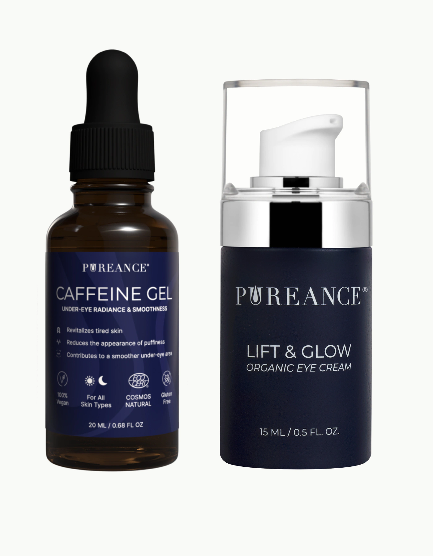 Pureance Caffeine Gel and Lift & Glow under-eye duo