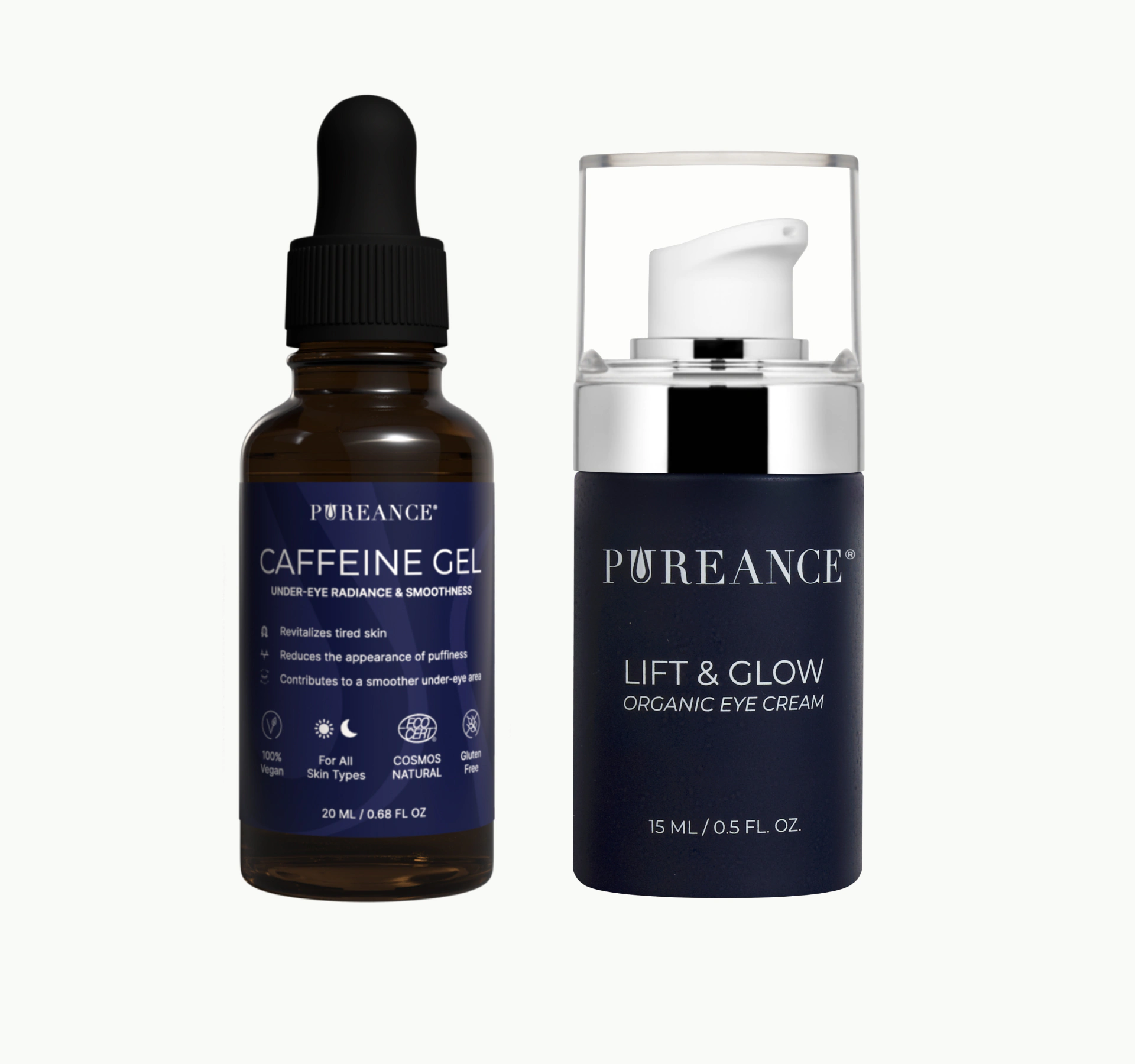 Pureance Caffeine Gel and Lift & Glow under-eye duo