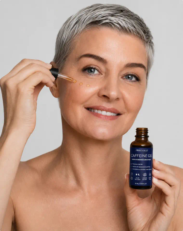 Applying Caffeine Gel under the eye