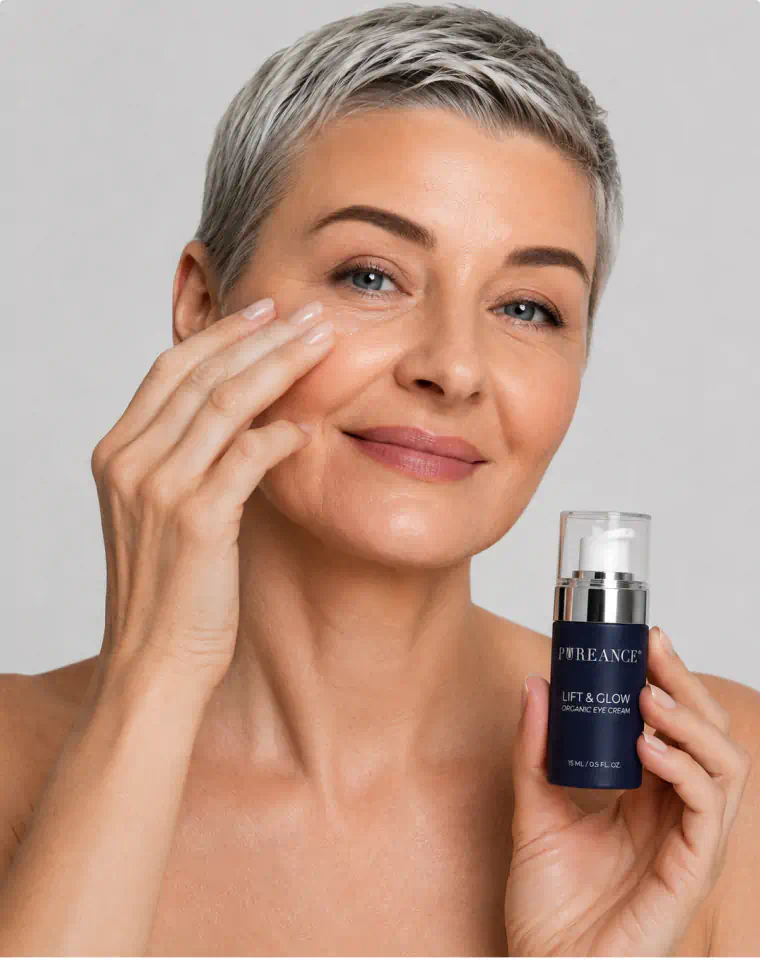 Applying Lift & Glow eye cream