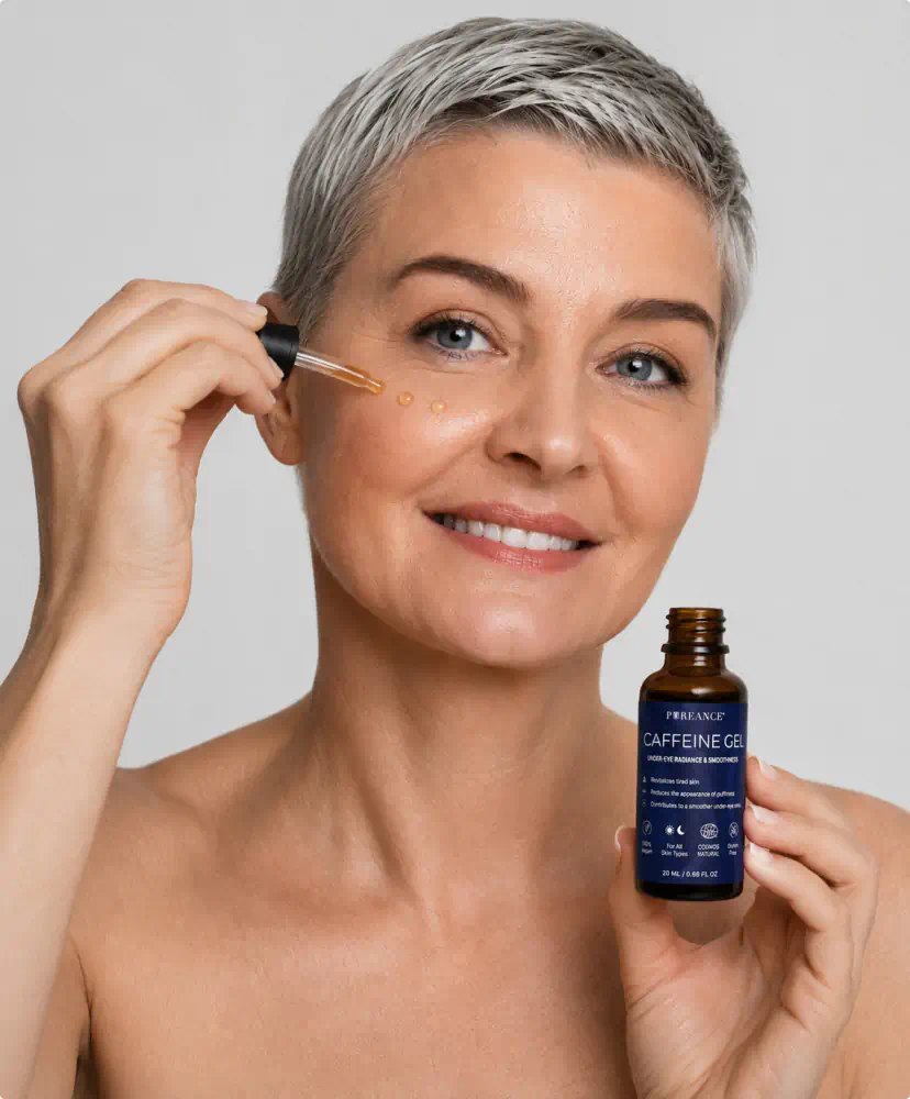 Applying Caffeine Gel under the eye