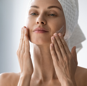 woman applying product